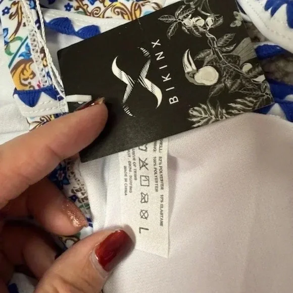 NWT BIKINX Matching Top and Bottom Bikini Set Blue Paisley Print Size Large - Picture 4 of 6